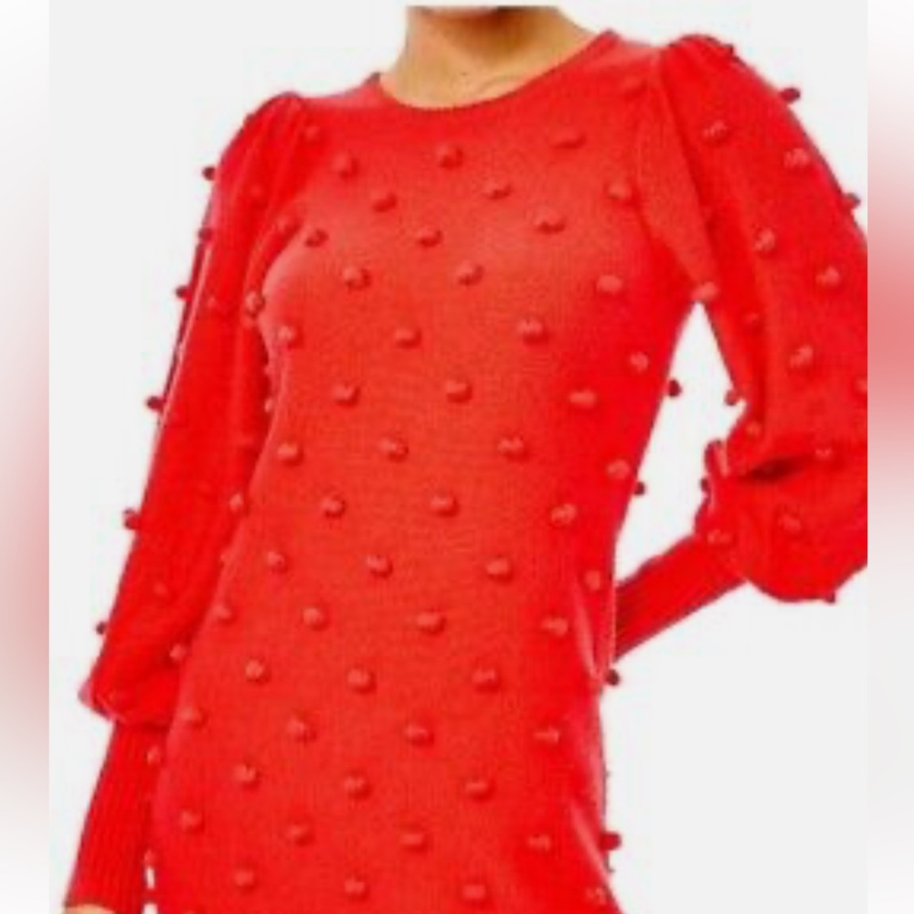 Lilly Pulitzer Size S Ruby Red Kippa Sweater Dress Pom Pom (used).